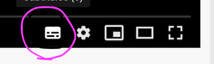 Captions icon with a pink circle