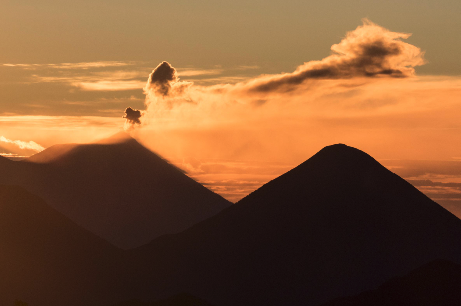 Volcano at suunset