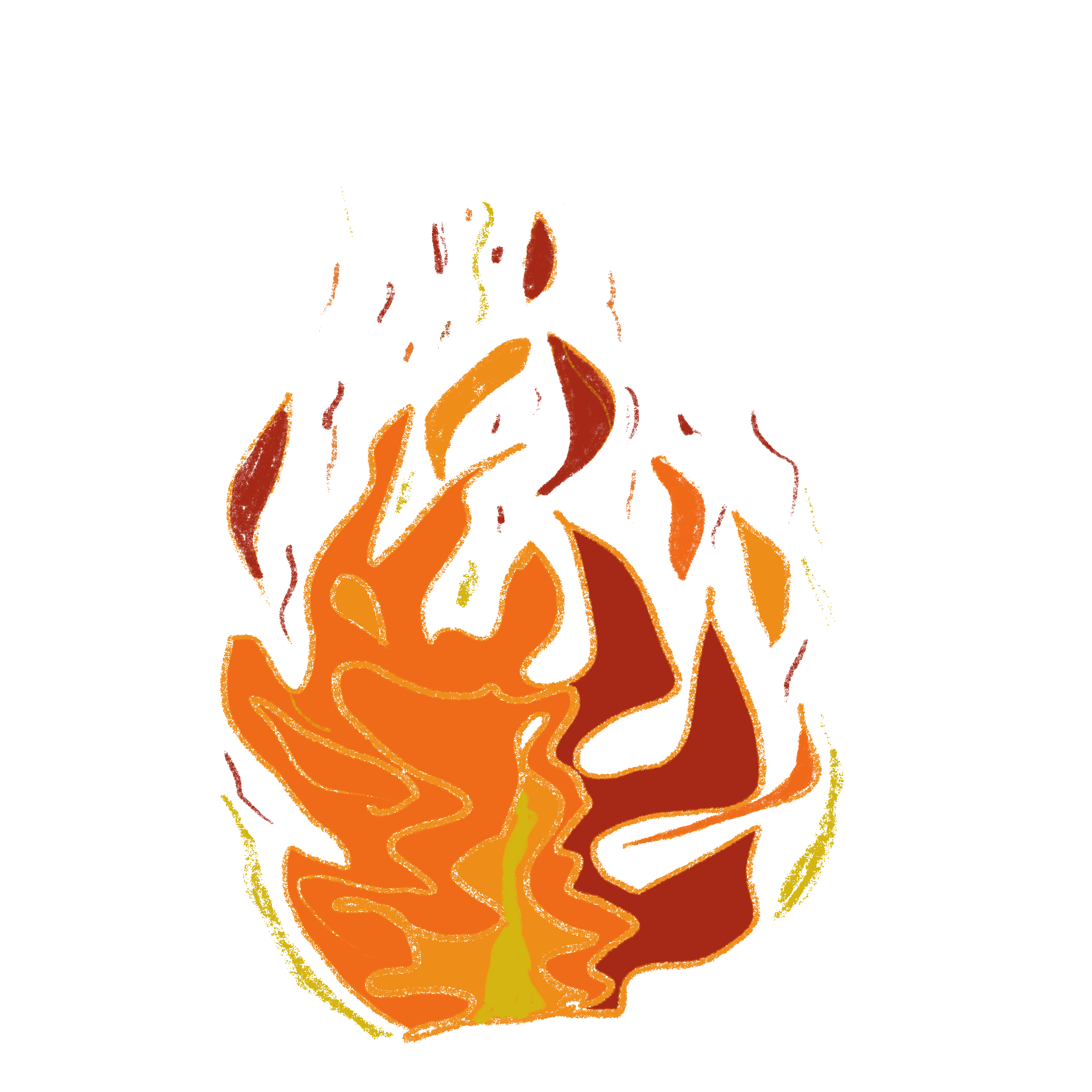 Drawing of fire in red-orange colours