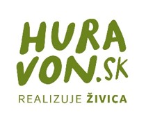 Logo Hurá von.sk realizuje Živica: nápisy zelenou farbou na bielom podklade 