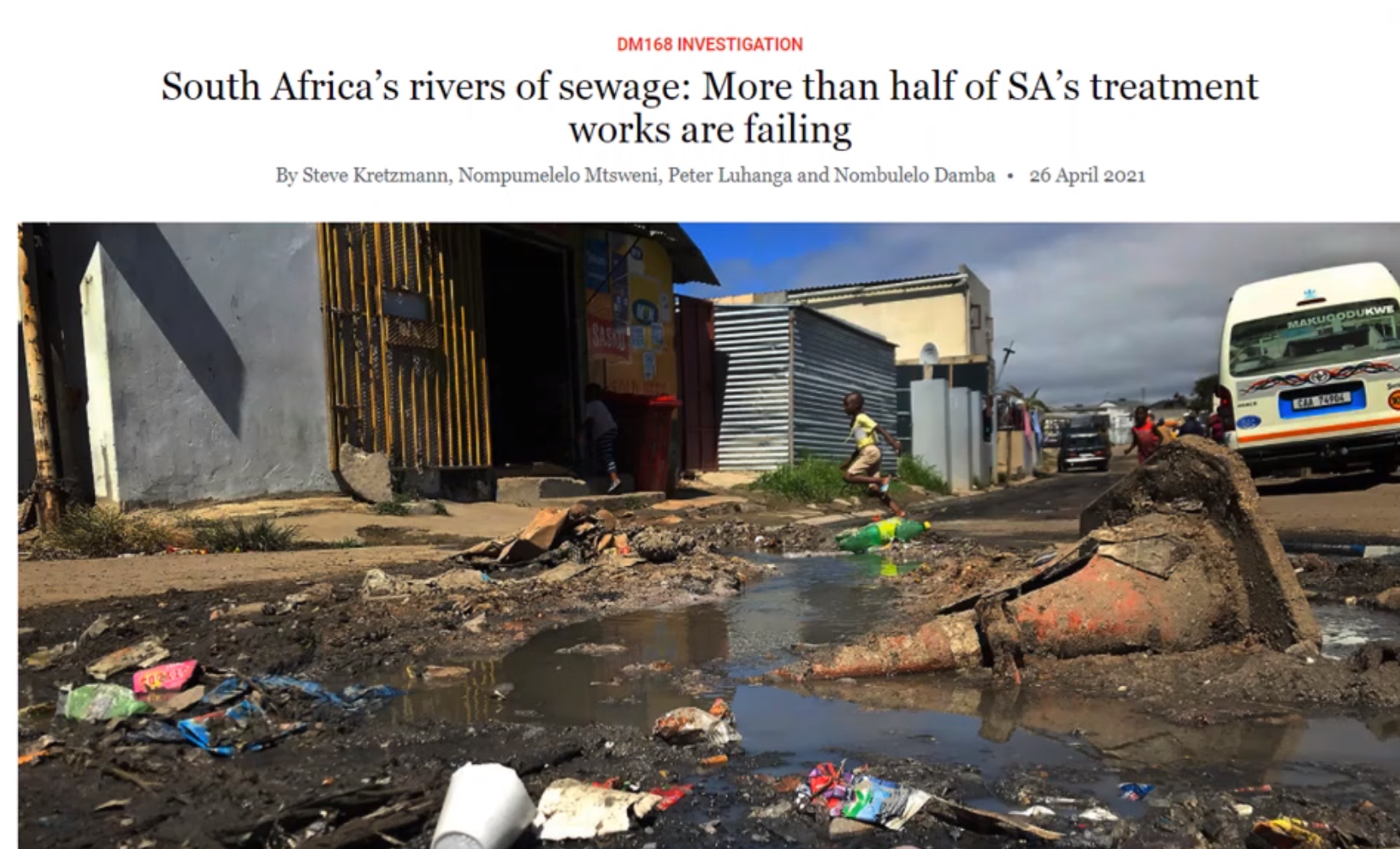 sewage spillage and south african township