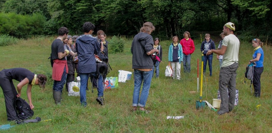 Students observing soil biodiversity